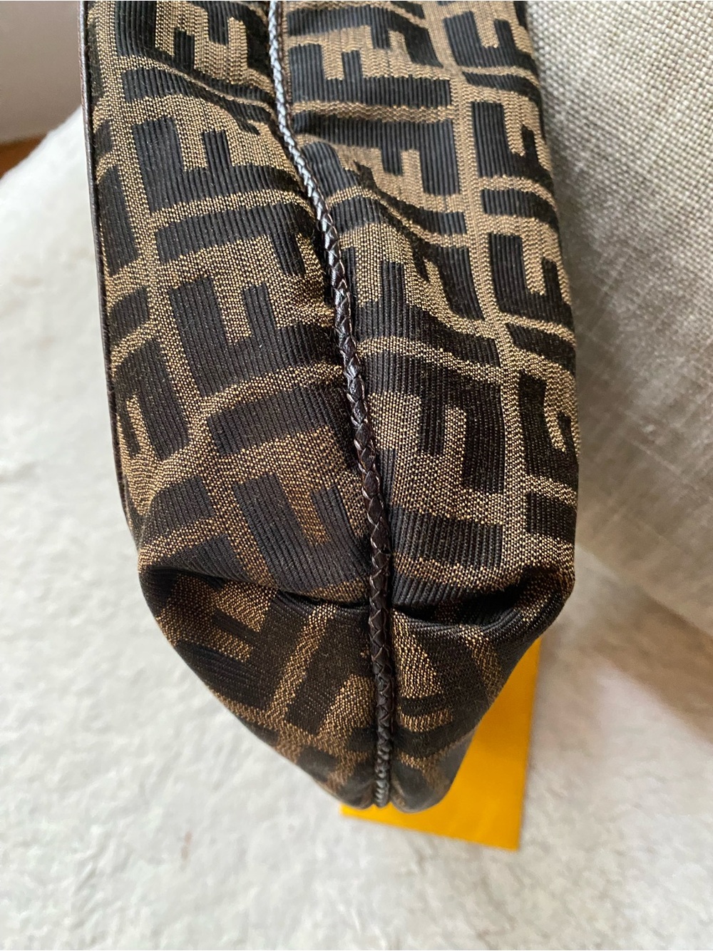 Fendi Vintage Zucca FF Spy hobo bag with Nappa leather, Woven handle + Dust bag - Picture 11 of 12